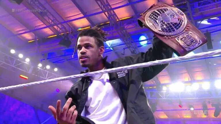 A photo of Wes Lee returning on night two of WWE NXT Halloween Havoc.