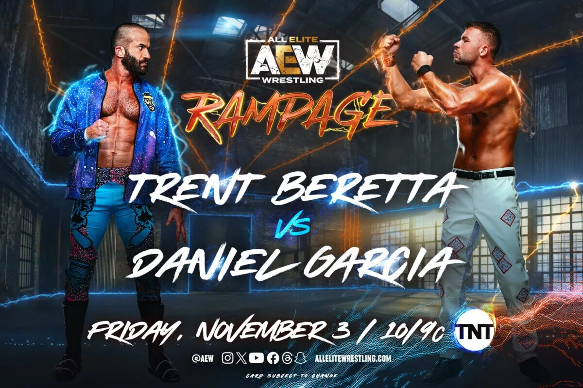 AEW Rampage match graphic featuring Trent Beretta and Daniel Garcia.