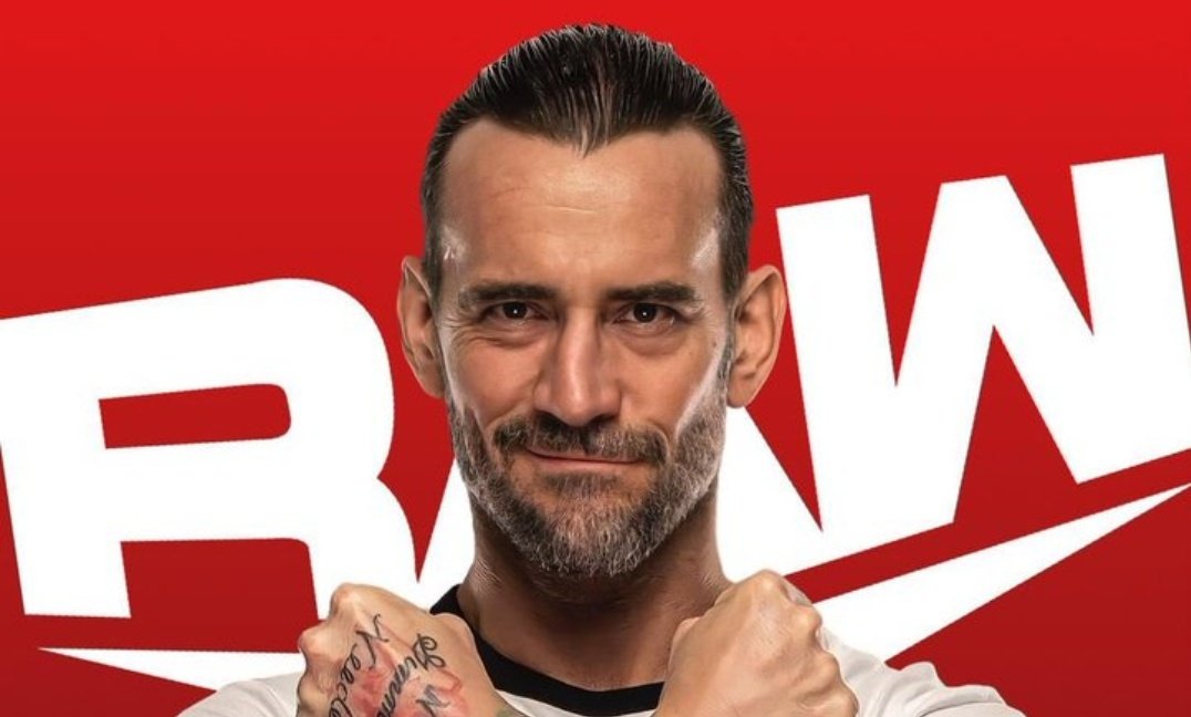 WWE Raw promotional graphic featuring CM Punk.