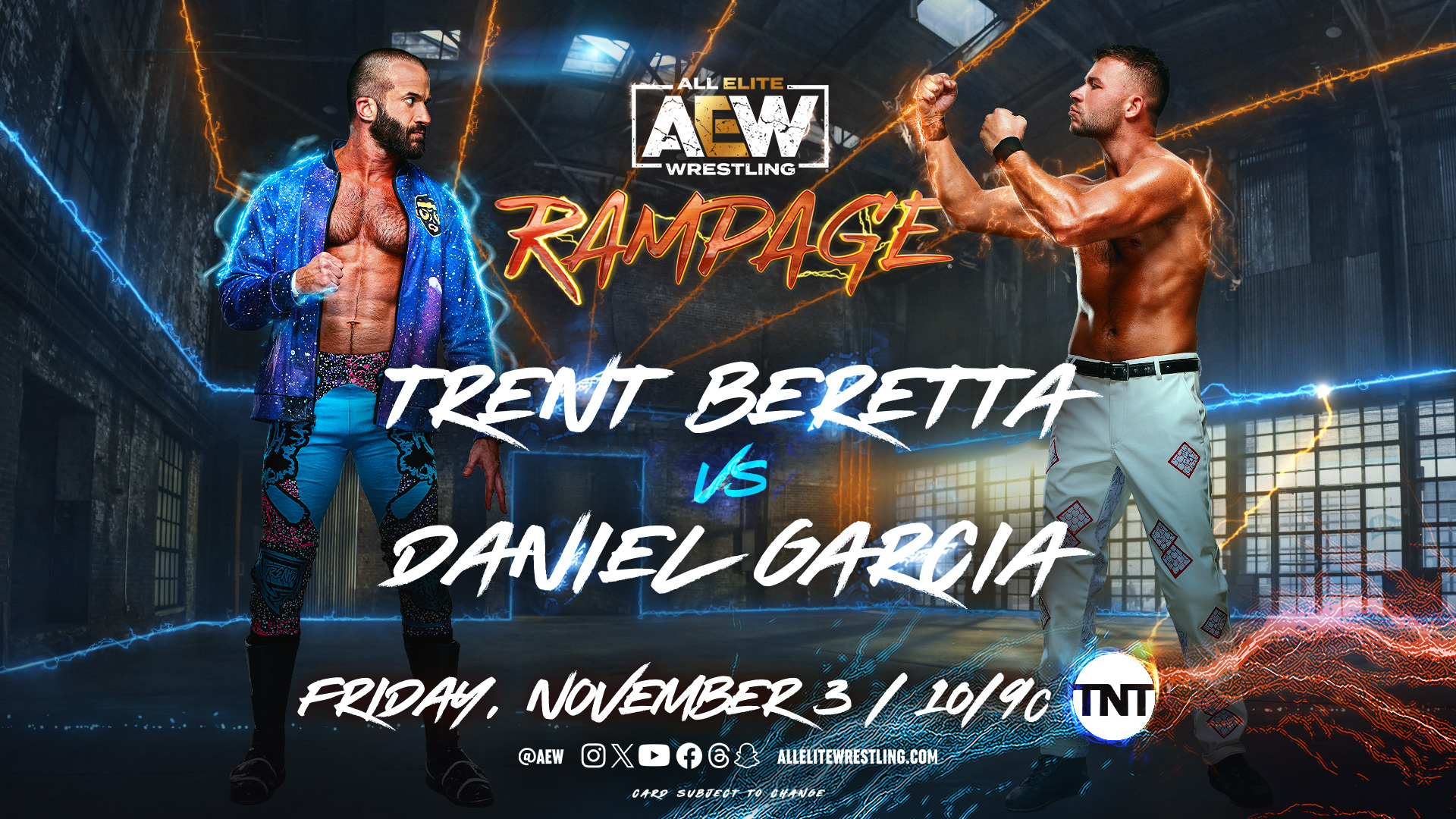 AEW Rampage match graphic featuring Trent Beretta and Daniel Garcia.