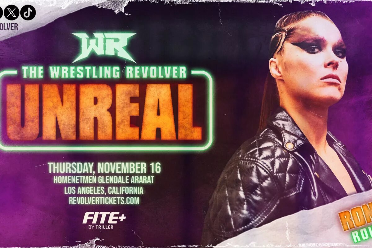 Ronda Rousey match graphic for Wrestling Revolver "Unreal" event.
