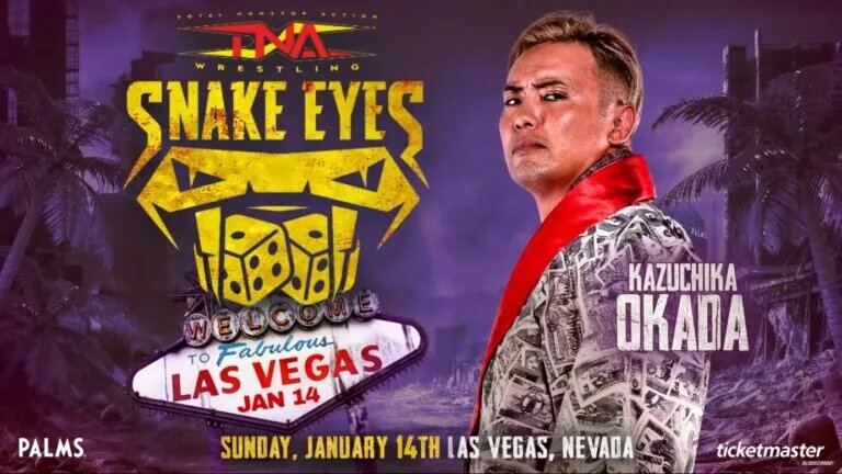 TNA Wrestling promotional graphic advertising the return of Kazuchika Okada.