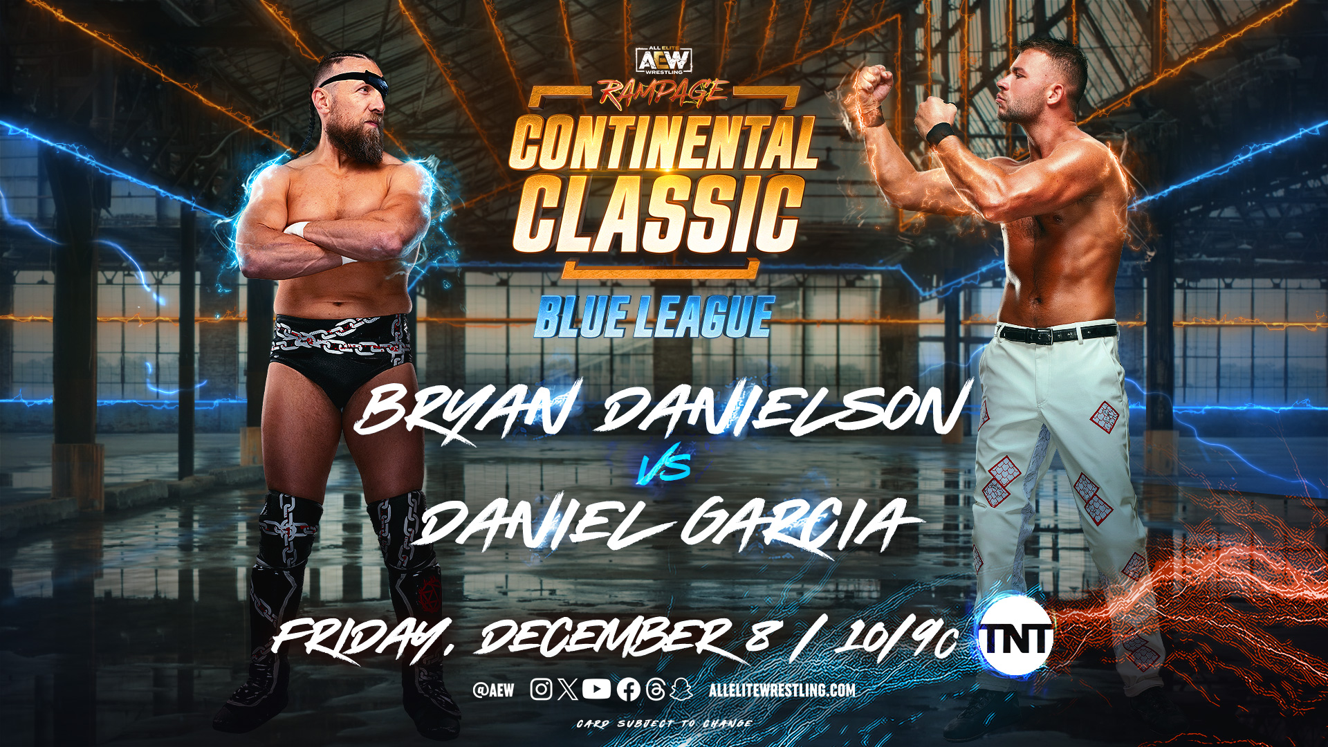 AEW Rampage match graphic featuring Bryan Danielson and Daniel Garcia.