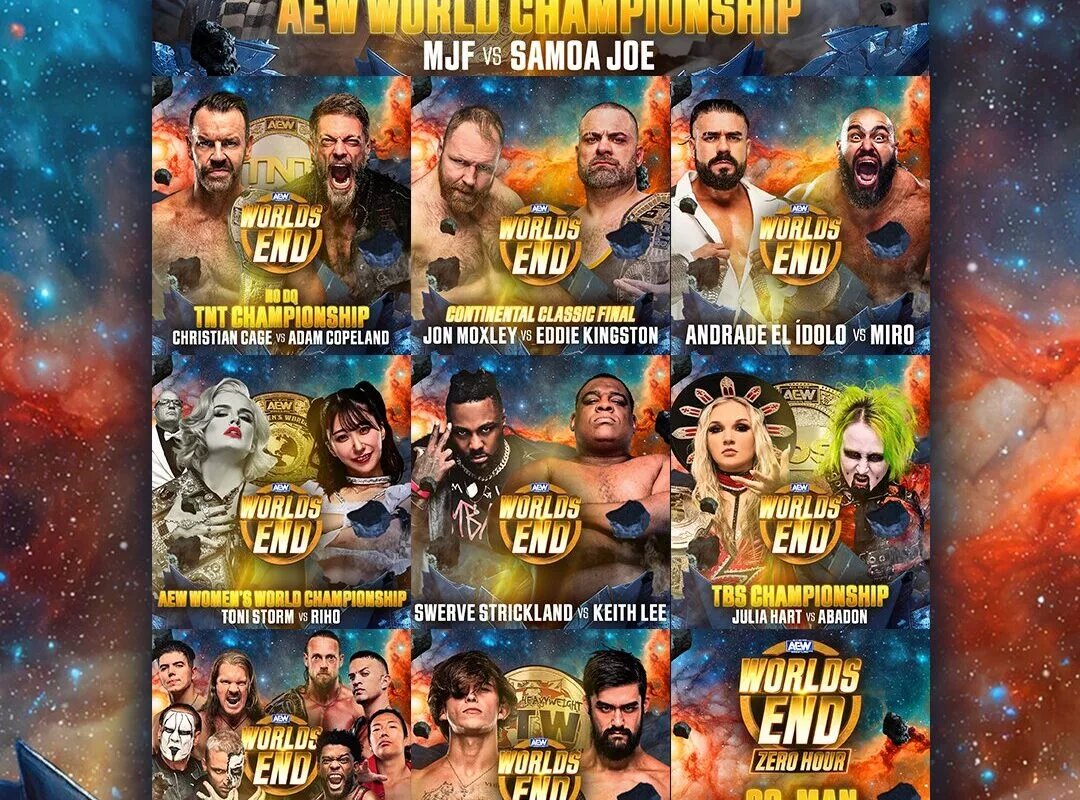 AEW Worlds End Match Card Graphic