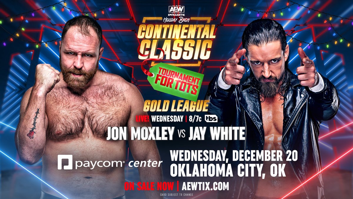 AEW Dynamite Jon Moxley vs. Jay White Match Graphic