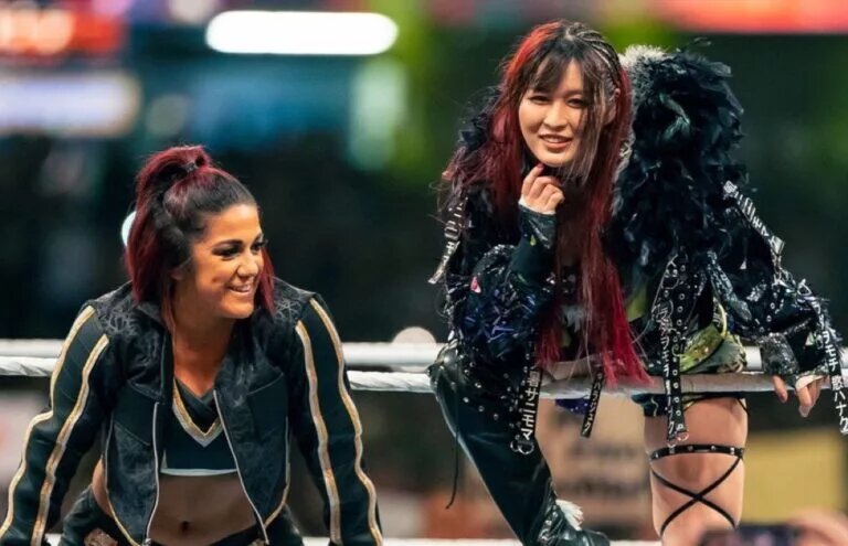 A photo of WWE SmackDown stars IYO Sky and Bayley.