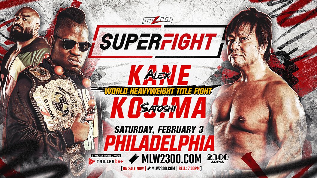 A promotional graphic for MLW SuperFight 2024.