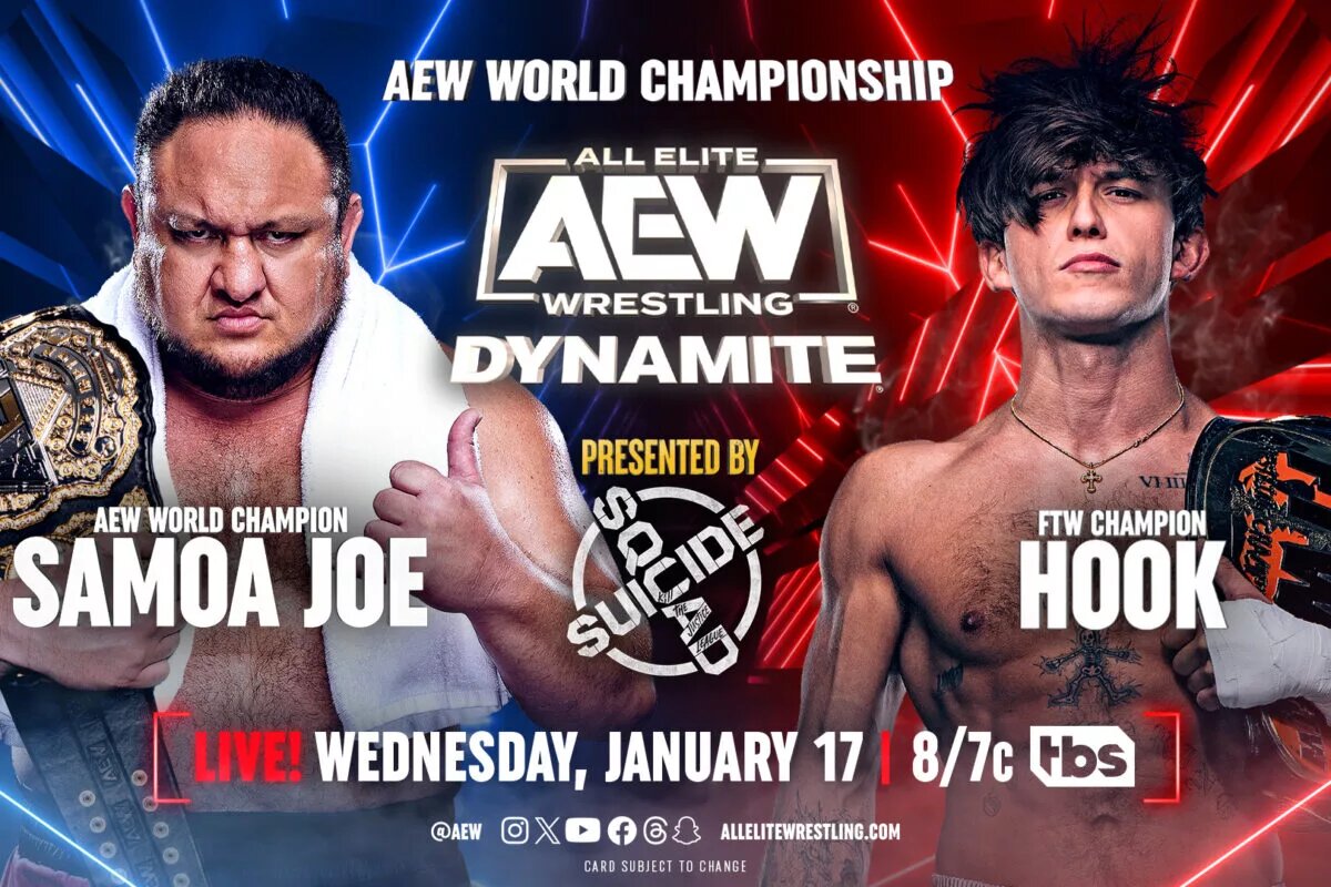 AEW World Championship Samoa Joe vs. HOOK Match Graphic