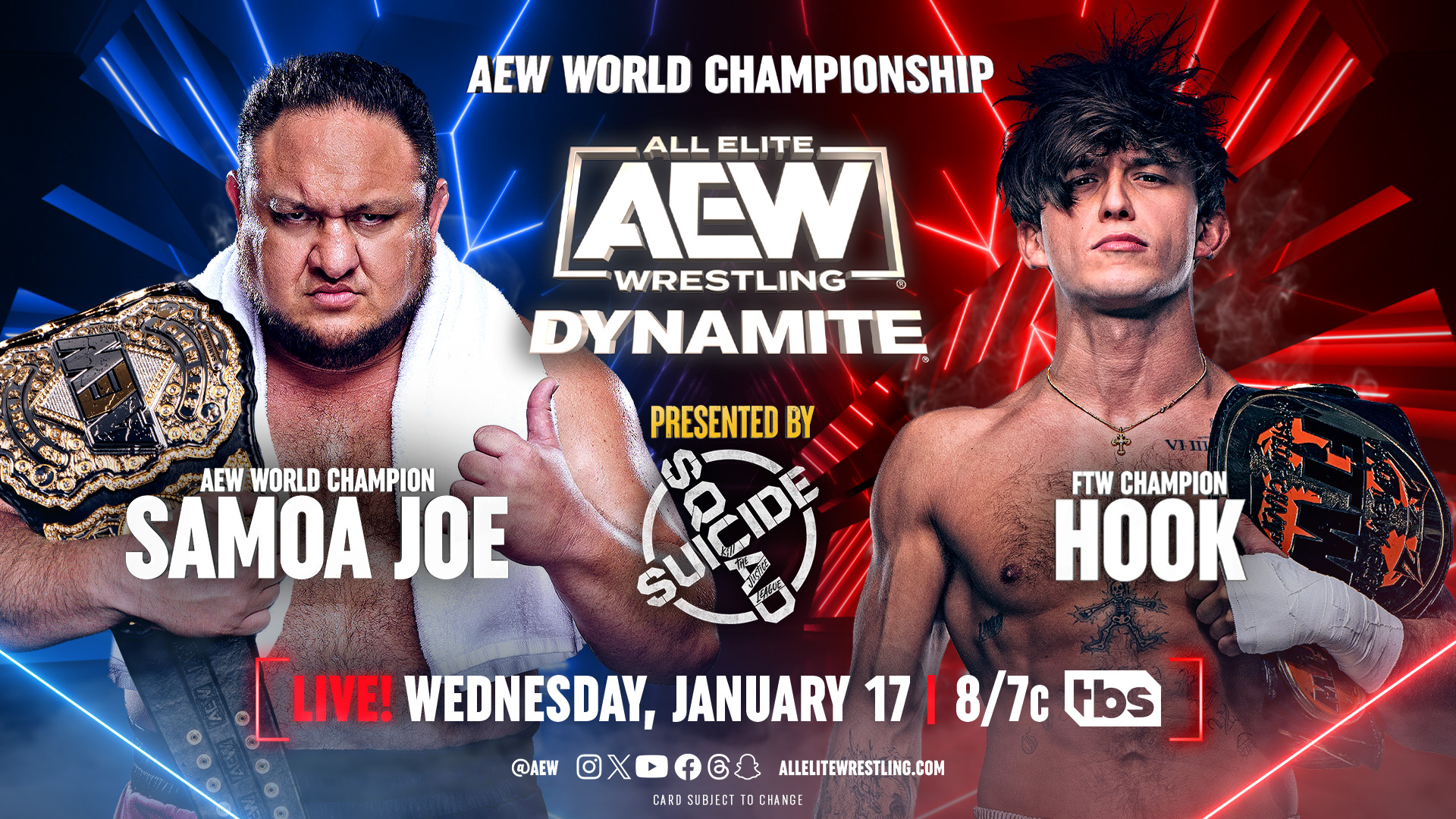 AEW World Championship Samoa Joe vs. HOOK Match Graphic