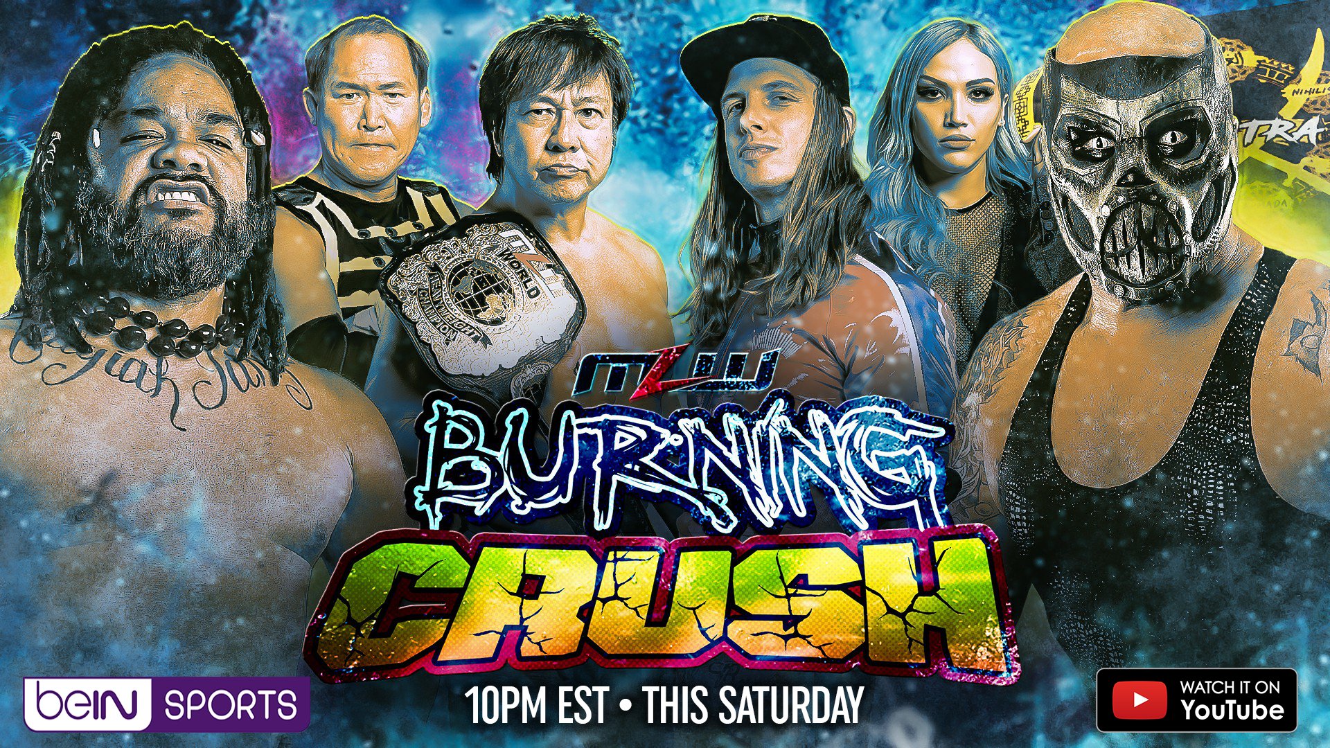 A promotional graphic for MLW The Burning Crush 2024.