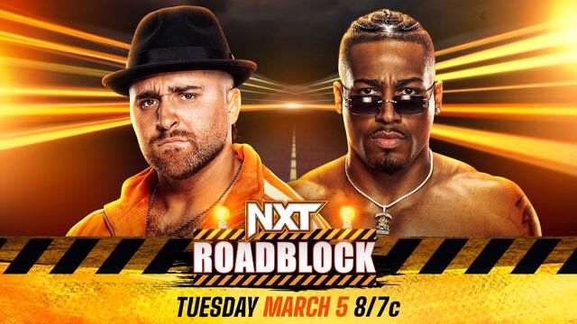 A match graphic for WWE NXT Roadblock 2024.