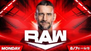 A WWE Raw graphic featuring CM Punk.