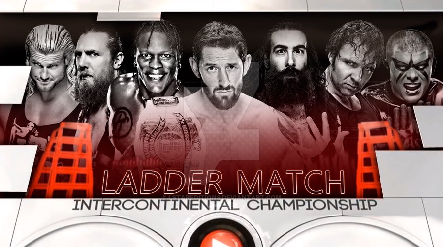 A photo of WWE WrestleMania 31 ladder match.