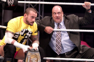 A photo of 2024 WWE Hall of Fame Inductee Paul Heyman with CM Punk.