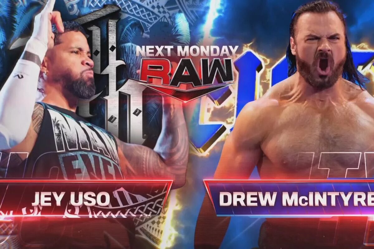 A match graphic for WWE Raw.