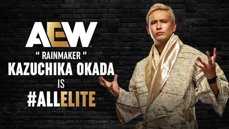 A photo recent free agent Kazuchika Okada signing with AEW.