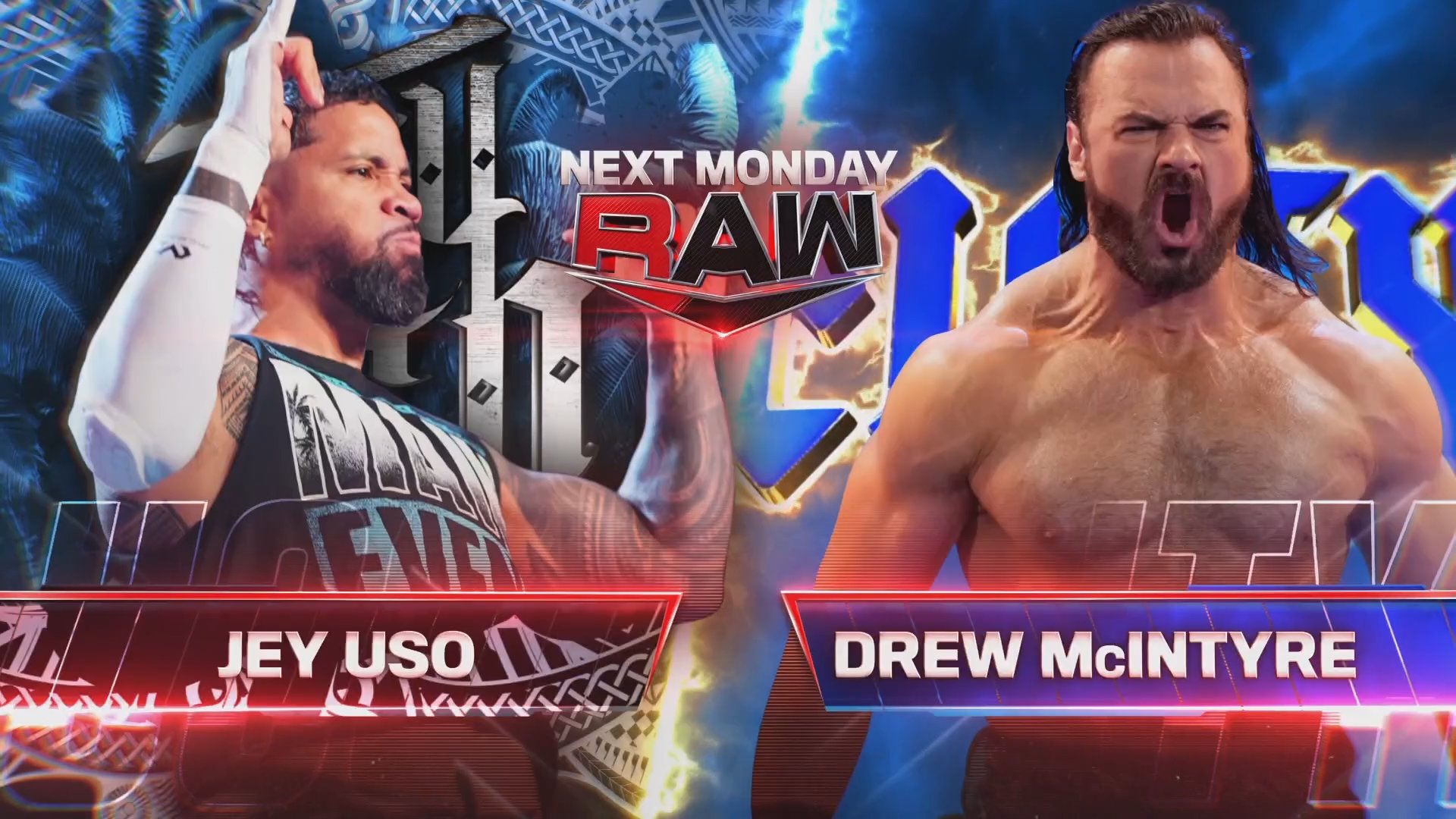 A match graphic for WWE Raw.