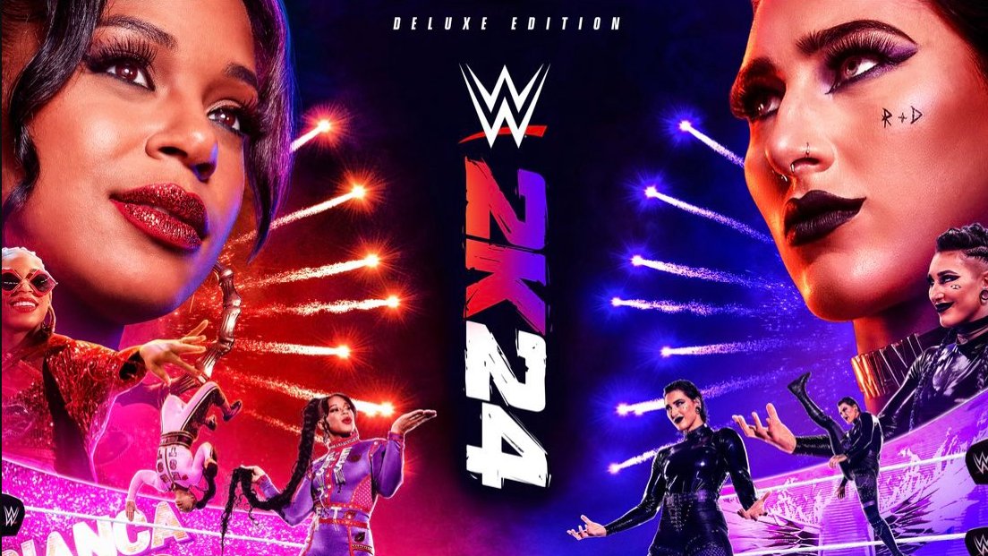 The deluxe edition cover of wrestling video game WWE 2K24.
