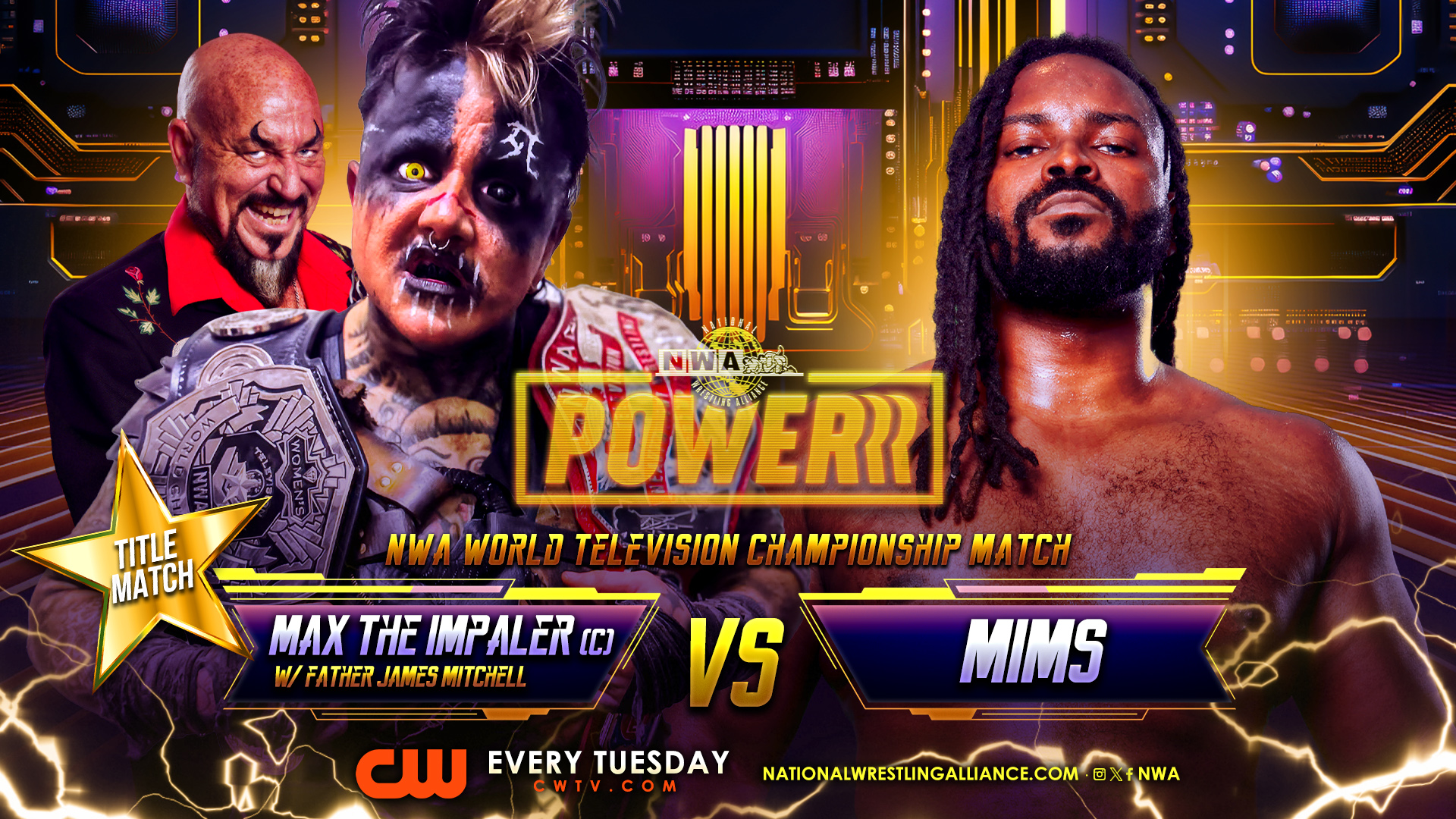 A match graphic for NWA Powerrr.