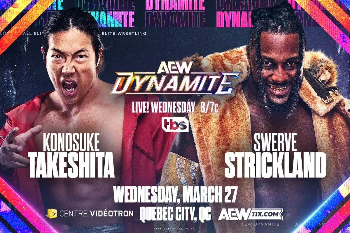 AEW Dynamite Konosuke Takeshit vs. Swerve Strickland Match Graphic