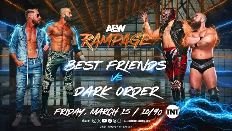 AEW Rampage Spoilers - match graphic for Best Friends vs Dark Order