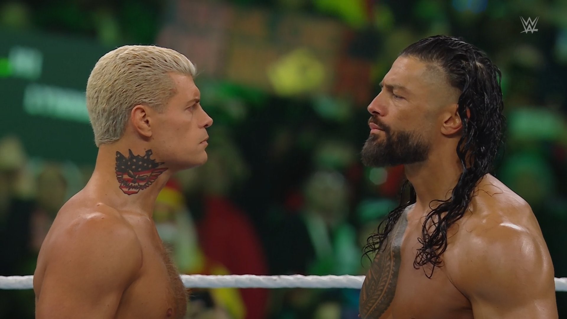 A photo of Roman Reigns and Cody Rhodes at WWE WrestleMania 40