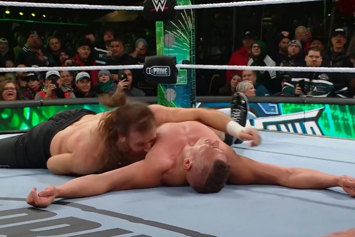 A photo of Gunther losing at WWE WrestleMania XL.