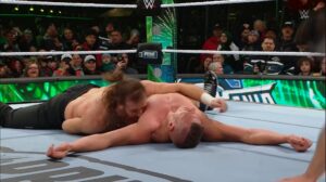 A photo of Gunther losing at WWE WrestleMania XL.