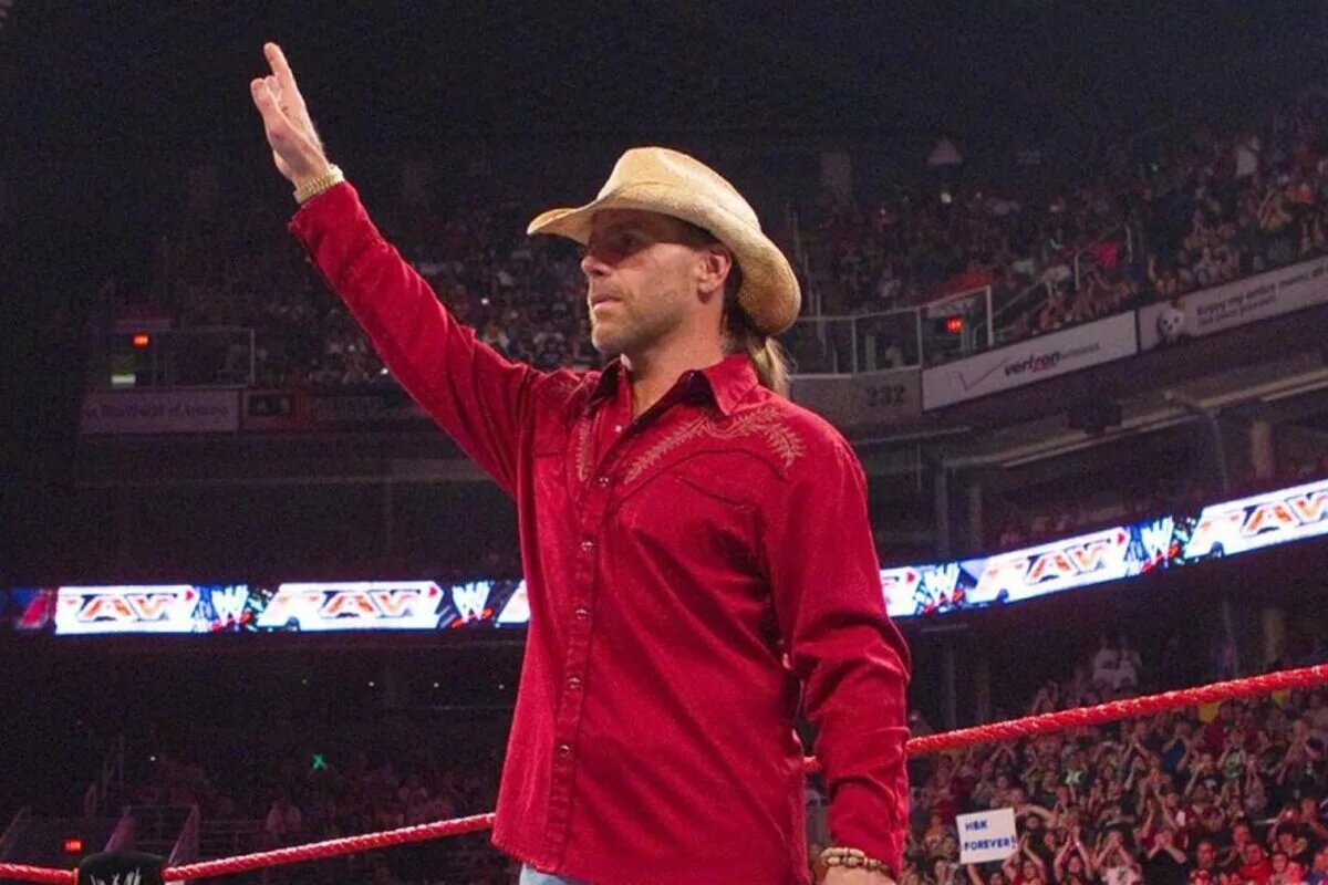 A photo of Shawn Michaels retiring on the WWE Raw After WrestleMania.