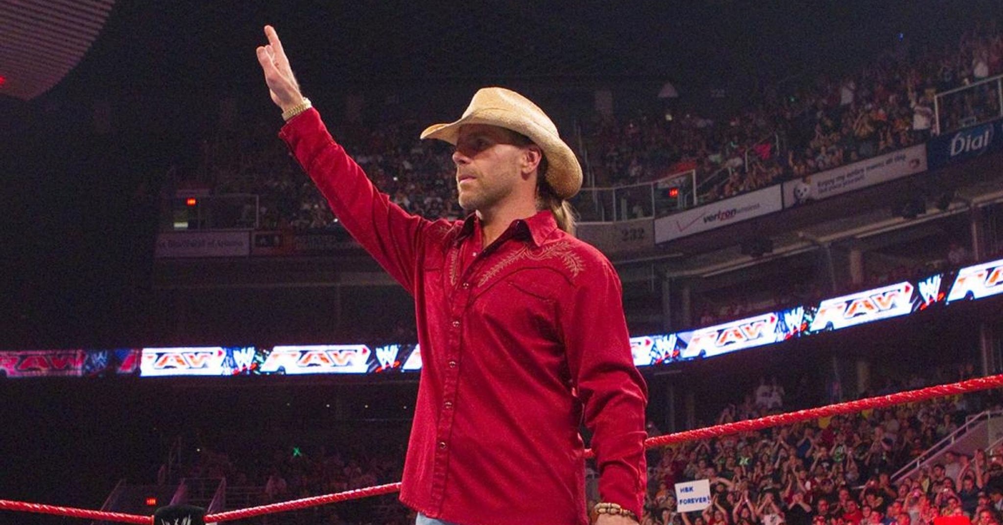 A photo of Shawn Michaels retiring on the WWE Raw After WrestleMania.