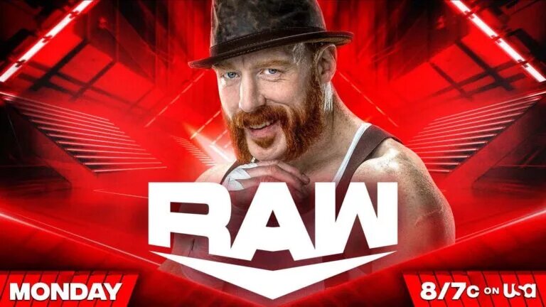 A WWE Raw graphic featuring Sheamus.