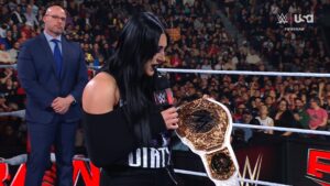 A photo of WWE Superstar Rhea Ripley on WWE Monday Night Raw.