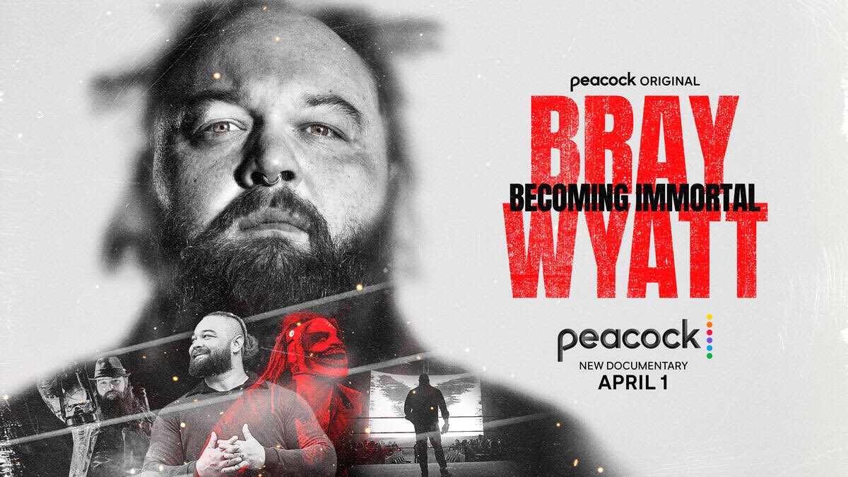 A graphic for the WWE documentary "Bray Wyatt: Becoming Immortal."