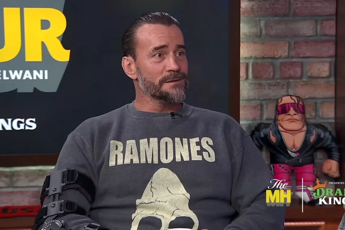 A photo of CM Punk on "The MMA Hour" podcast.