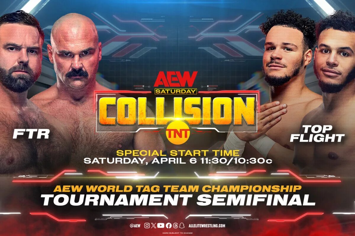 AEW Collision Spoilers - FTR vs Top Flight graphic