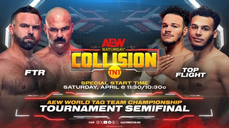 AEW Collision Spoilers - FTR vs Top Flight graphic