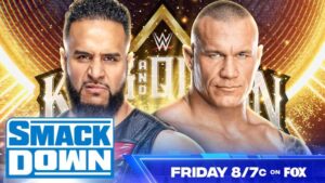 A match graphic for WWE SmackDown featuring Tama Tonga and Randy Orton.
