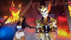 A photo from WWE WrestleMania XL featuring Cody Rhodes and his manager and wife Brandi Rhodes.