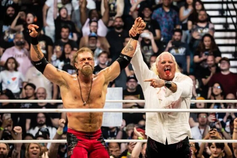 A photo of AEW wrestler Adam Copeland and Gangrel at AEW Double or Nothing 2024.