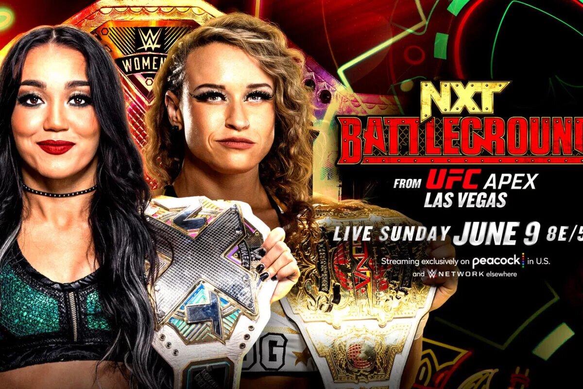 Graphic of WWE NXT Battleground match between Roxanne Perez and Jordynne Grace