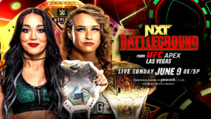 Graphic of WWE NXT Battleground match between Roxanne Perez and Jordynne Grace