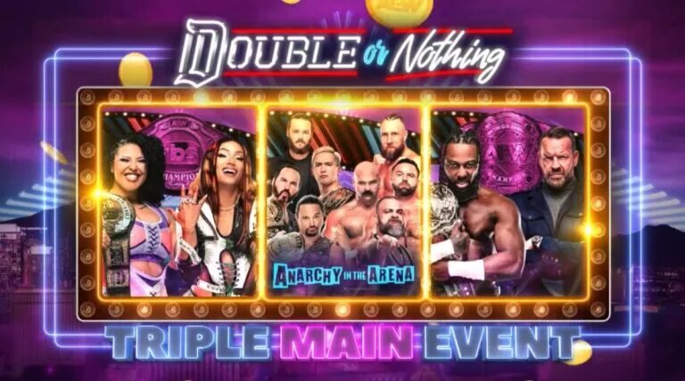 AEW Double or Nothing triple main event poster