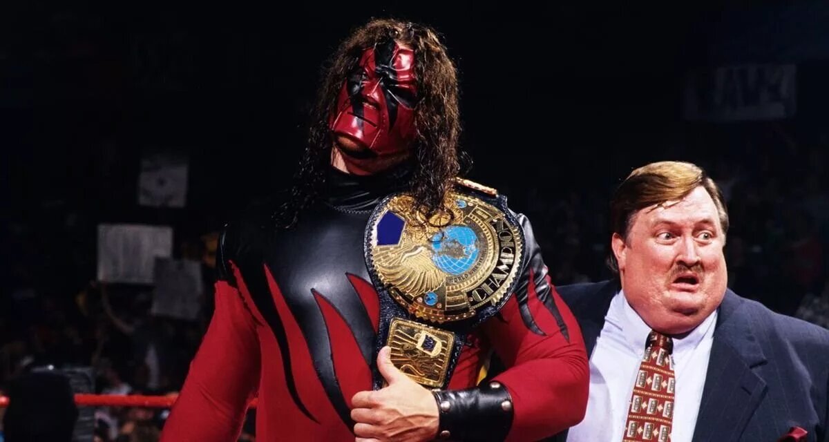 A photo of Kane winning his first WWE Title.