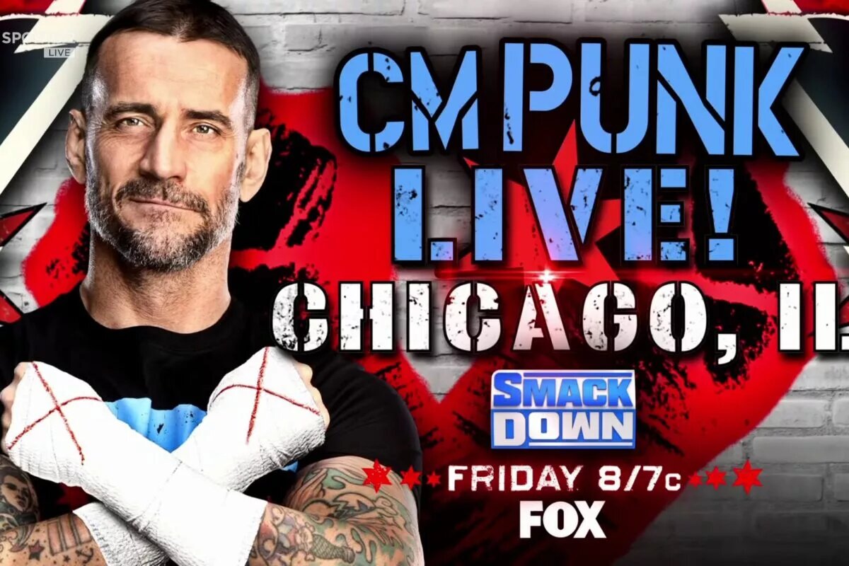A match graphic hyping the appearance of CM Punk on WWE SmackDown.
