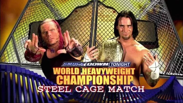 A photo of CM Punk and Jeff Hardy for a match advertised on WWE SmackDown.