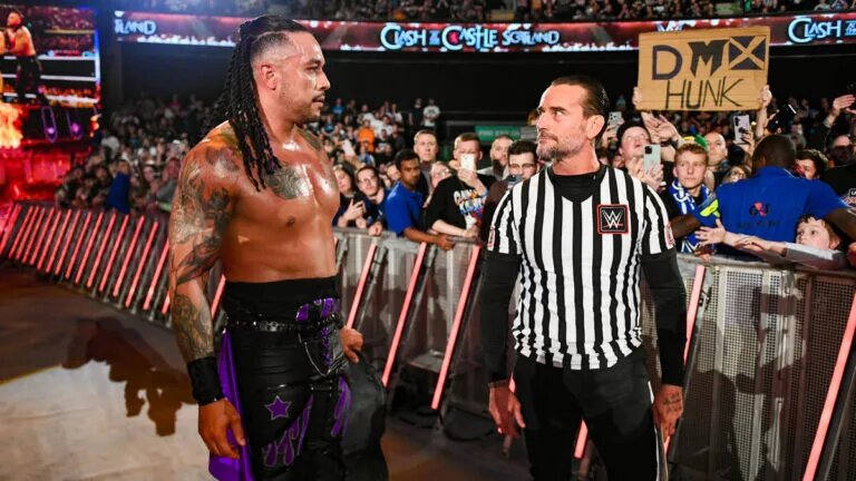 Image of CM Punk and Damian Priest at WWE Clash at the Castle
