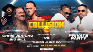 AEW Collision Spoilers - Private Party vs Chris Jericho/Big Bill graphic