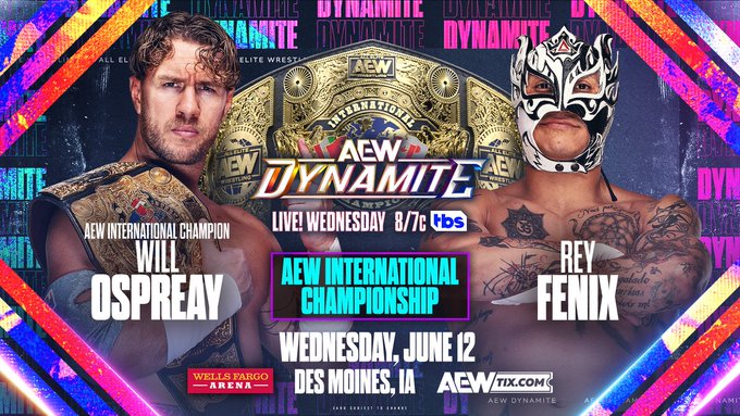 AEW Dynamite graphic of Will Ospreay and Rey Fenix