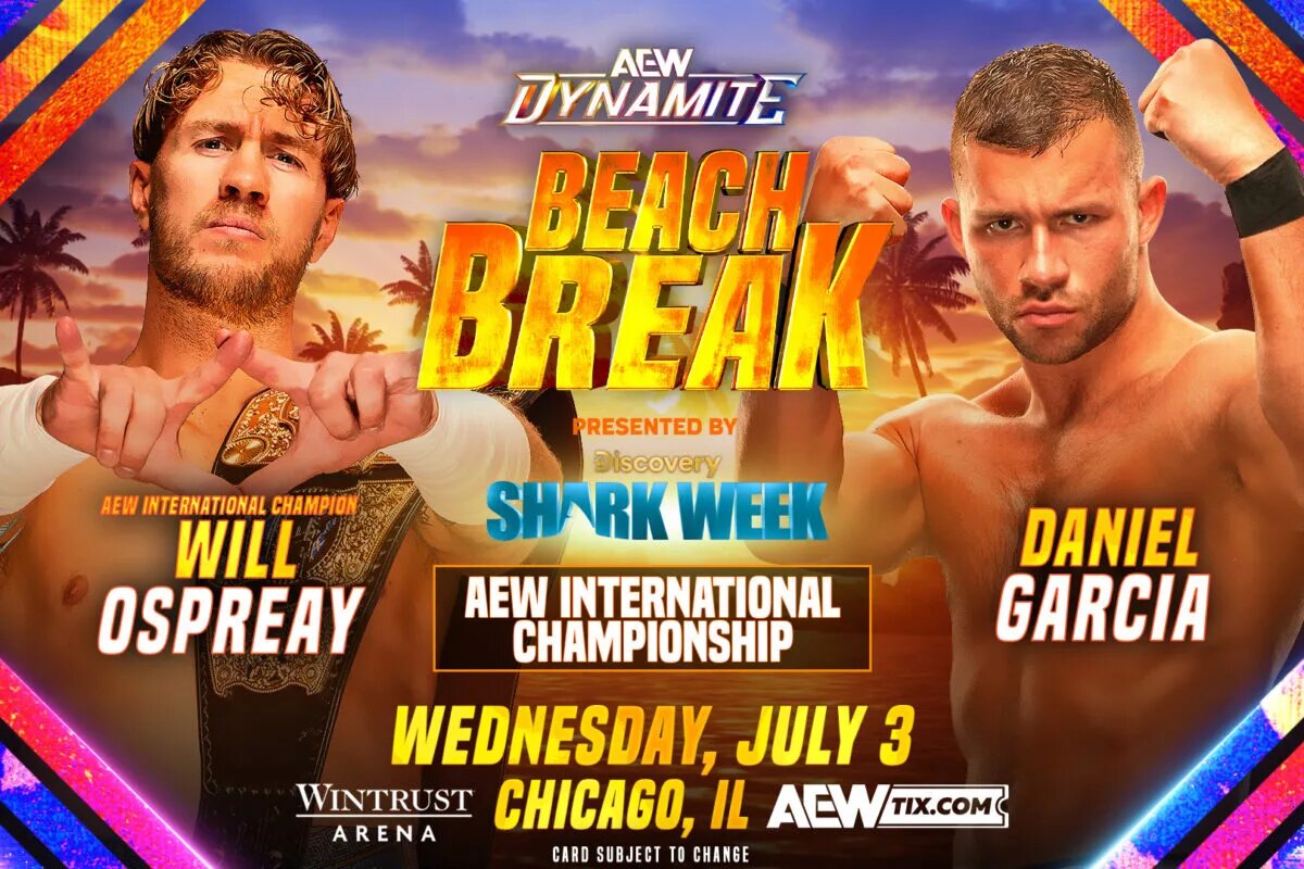 A match graphic for the 2024 edition of AEW Dynamite: Beach Break