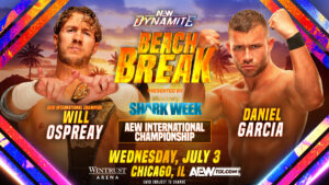 A match graphic for the 2024 edition of AEW Dynamite: Beach Break